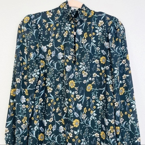 SOCIALITE Black Floral Long Sleeve Blouse Size Small - Picture 4 of 7